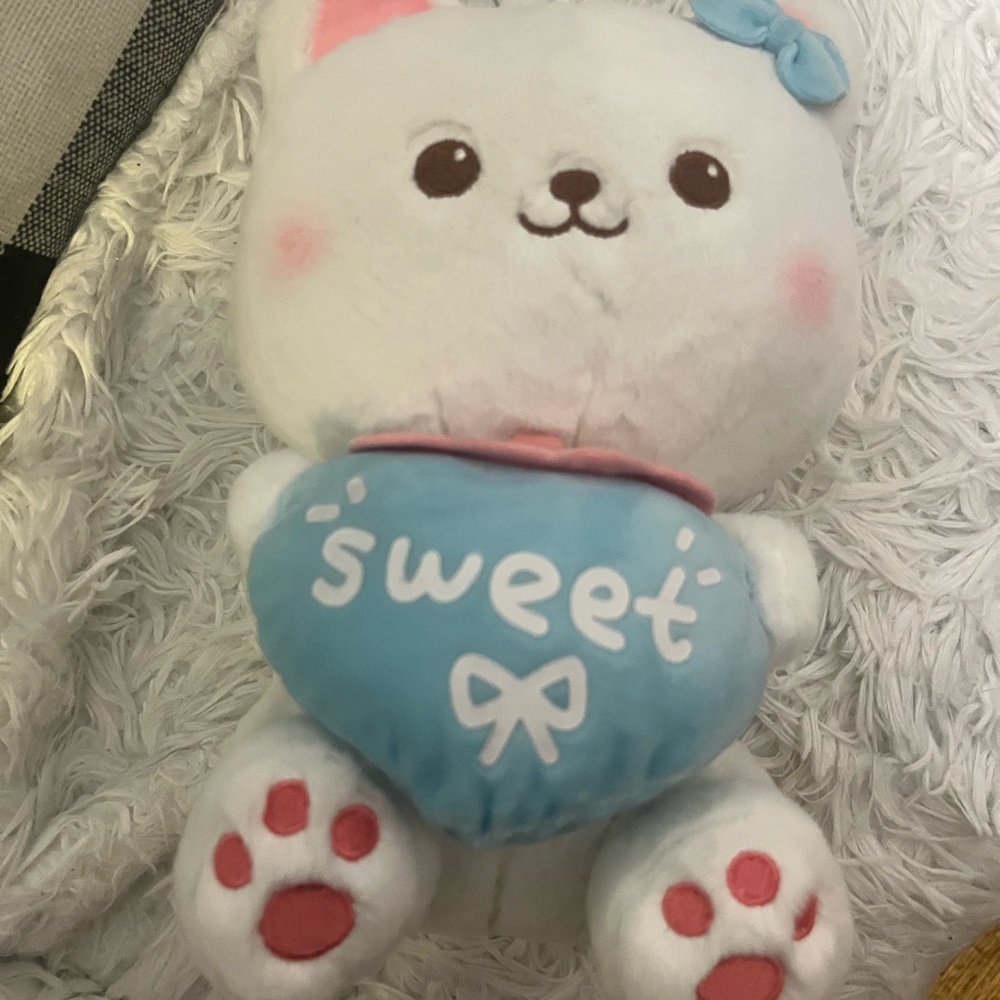 Cute Plush Pet Toy with Blue and White Design